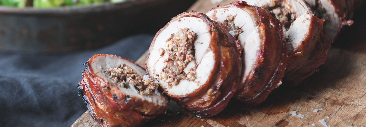 Pork Tenderloin with Mushroom Stuffing & Roasted Sprouts - Gozney