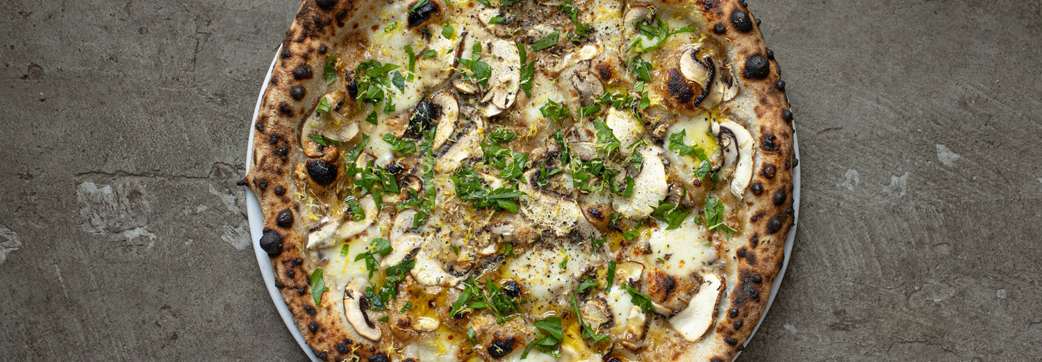 Mushroom & Onion Cream Pizza recipe poster image