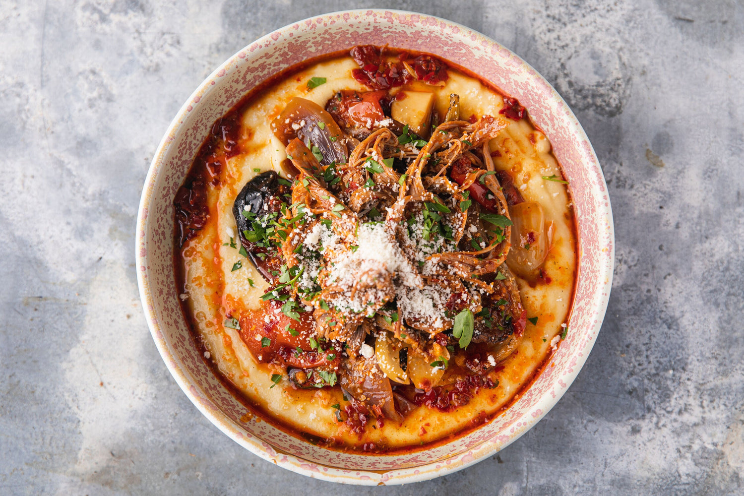 Harissa Lamb served in a bowl