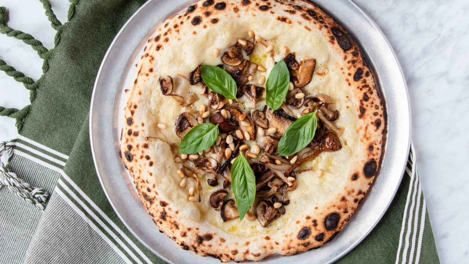 Jerusulam Artichoke, Wild Mushroom & Pine Nut Pizza recipe poster image