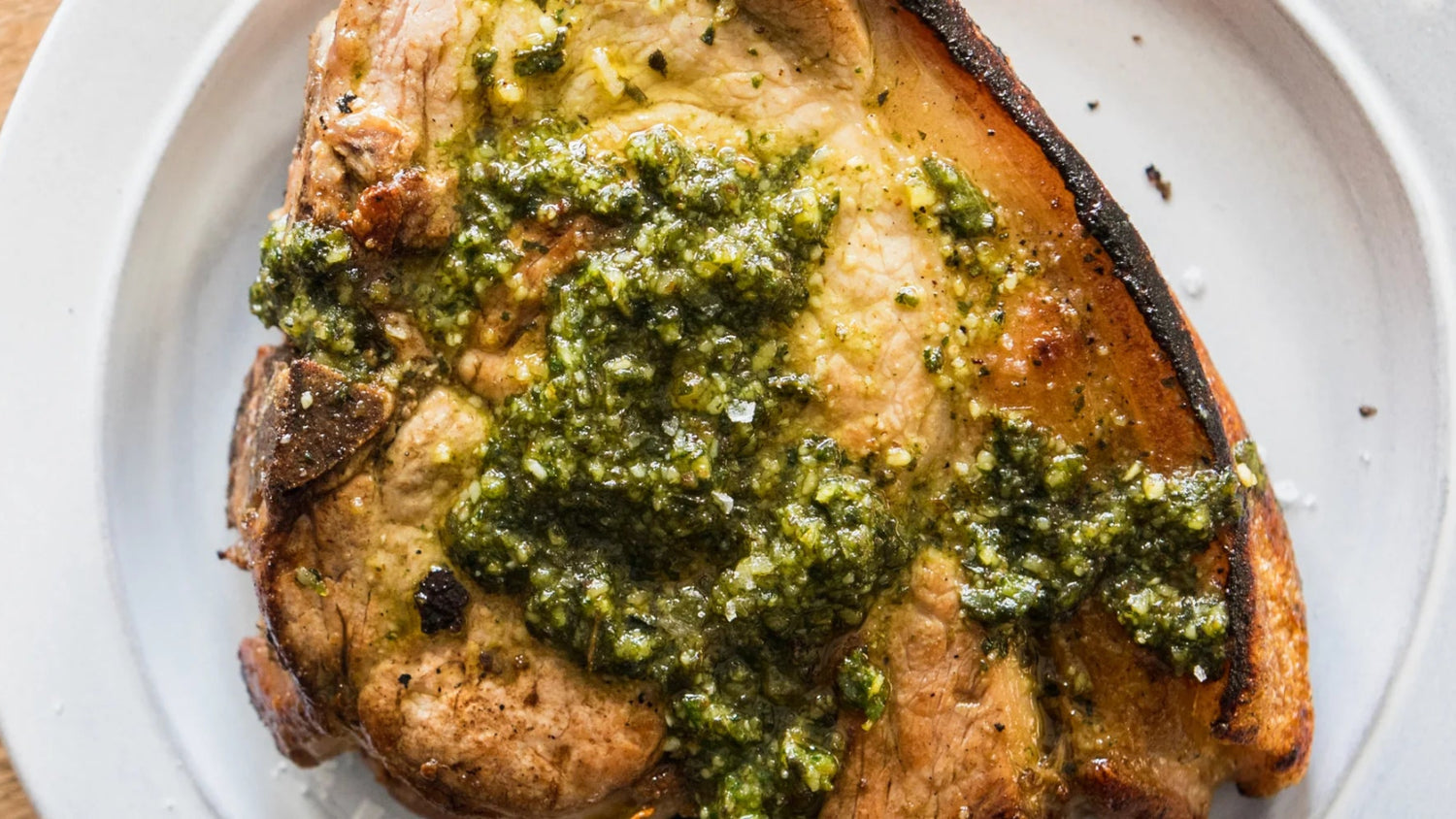 Pork Chop with Sage and Walnut Pesto