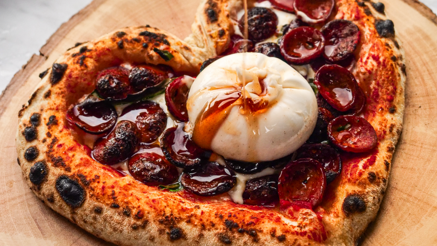 Valentines day pizza shaped as a heart