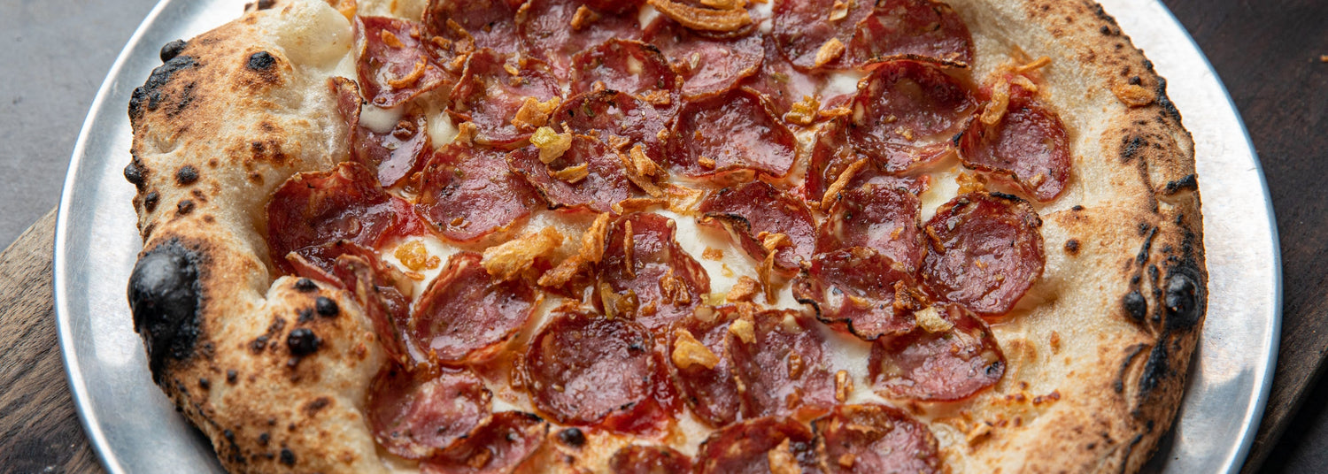 Fennel Salami & Crispy Onion Sourdough Pizza