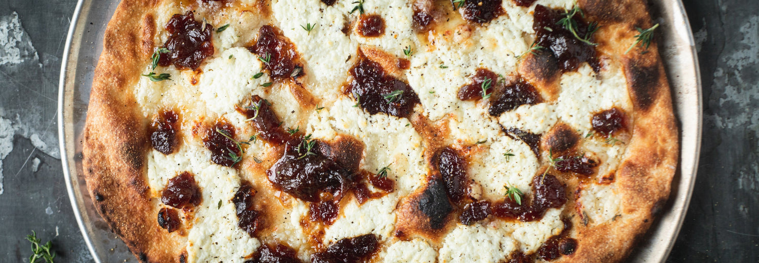 Goats Cheese & Red Onion Marmalade Thin & Crispy Pizza recipe poster image