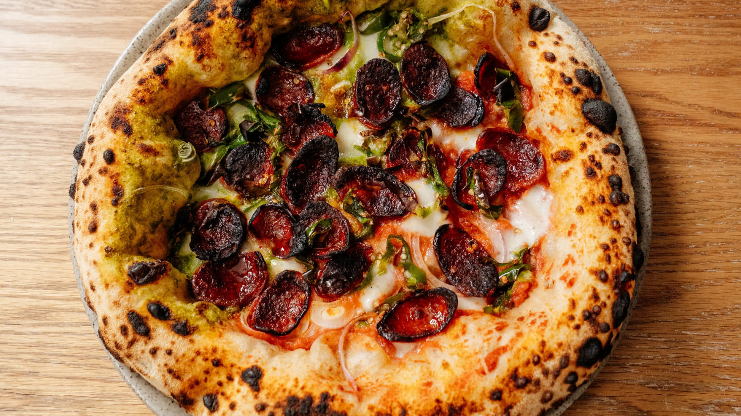 Cider Glazed Chorizo Pizza recipe poster image